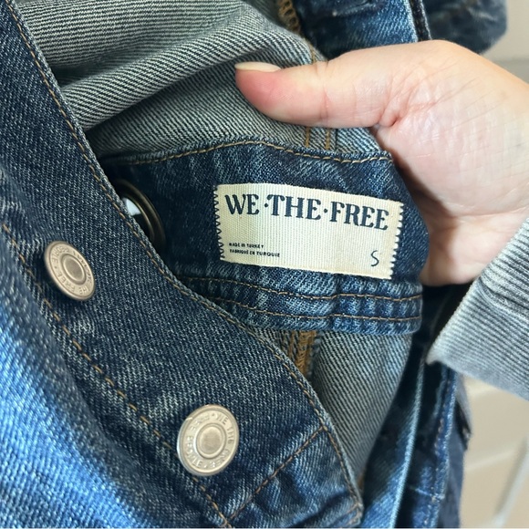 New Free People Edison Denim Wide Leg Coverall Jumpsuit - Picture 6 of 7